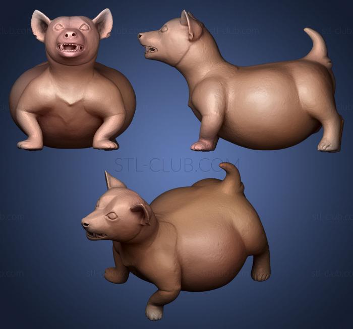 3D модель Фигура толстого пса (STL)